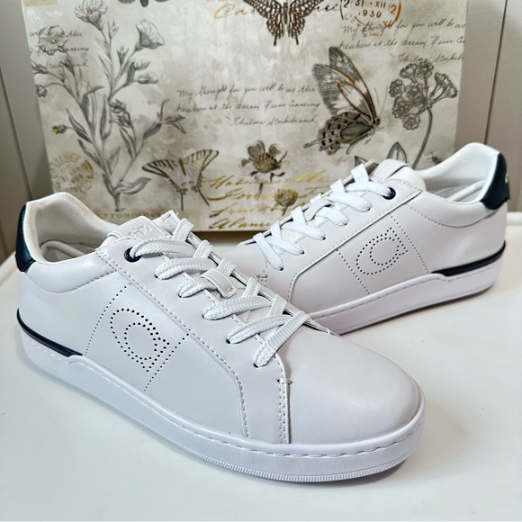 Coach Lowline Low Top Sneaker White with Blue Size 9 / 9.5 Style G5040 - Picture 5 of 15